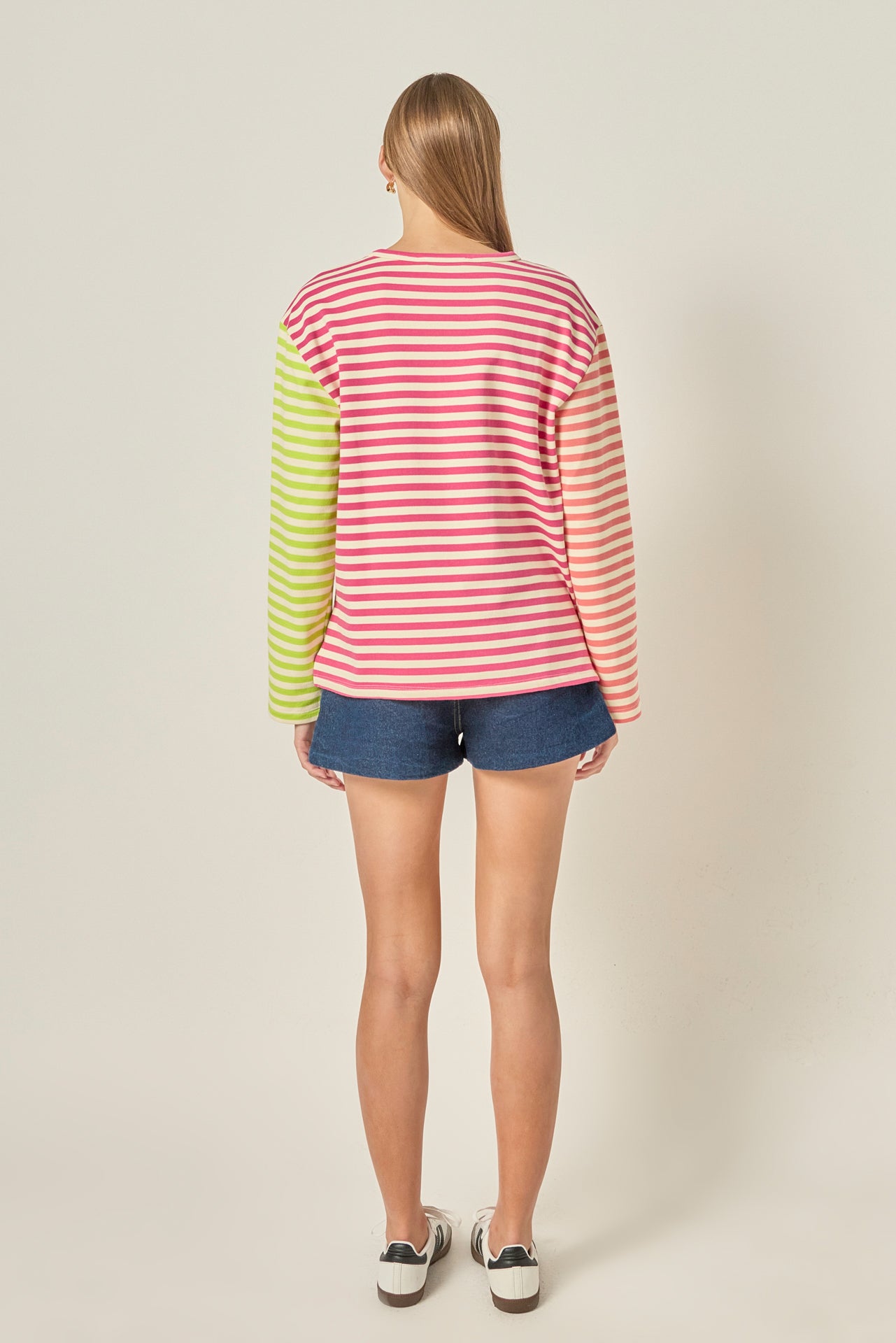 Striped Color Block Long Sleeve Tee