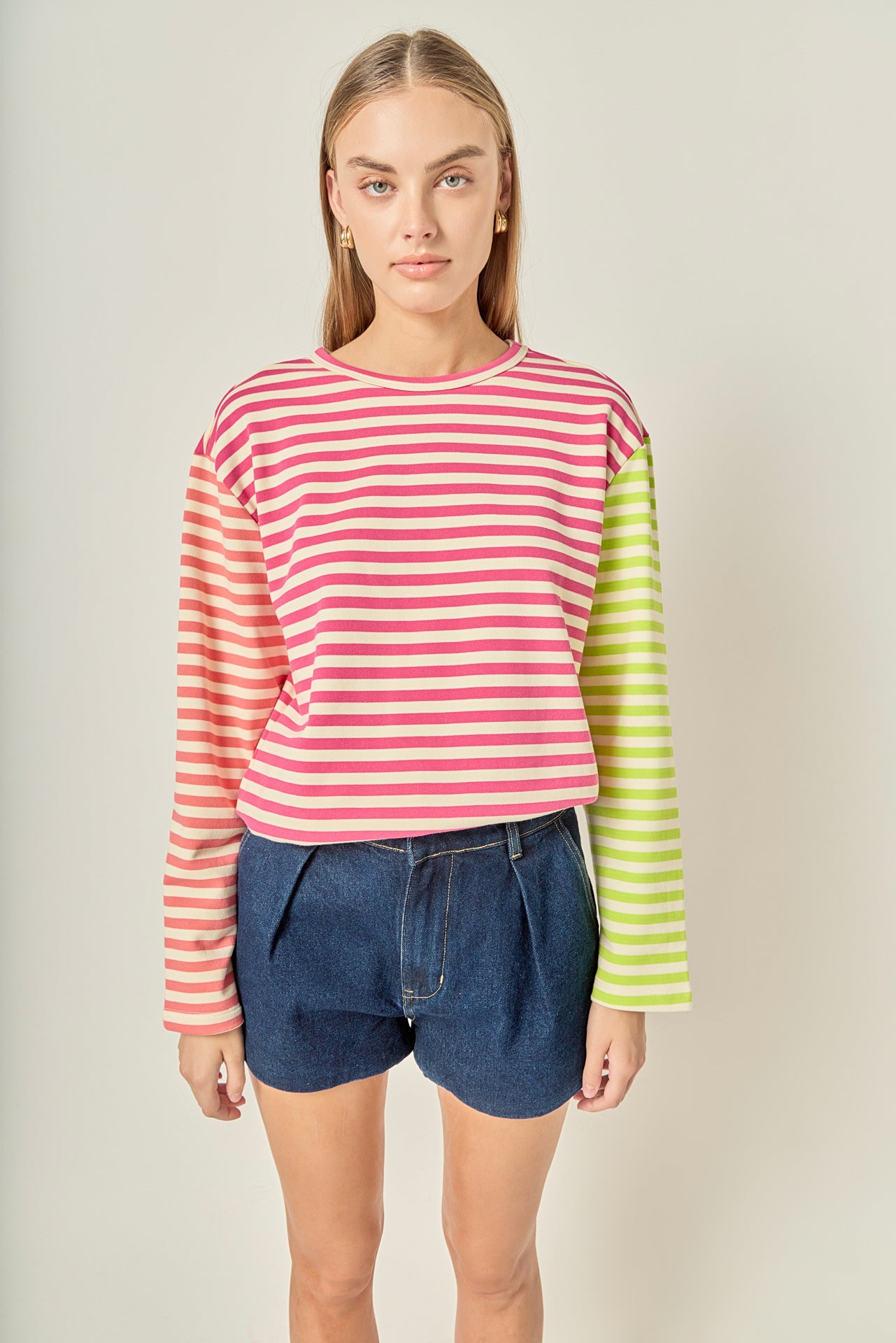 Striped Color Block Long Sleeve Tee