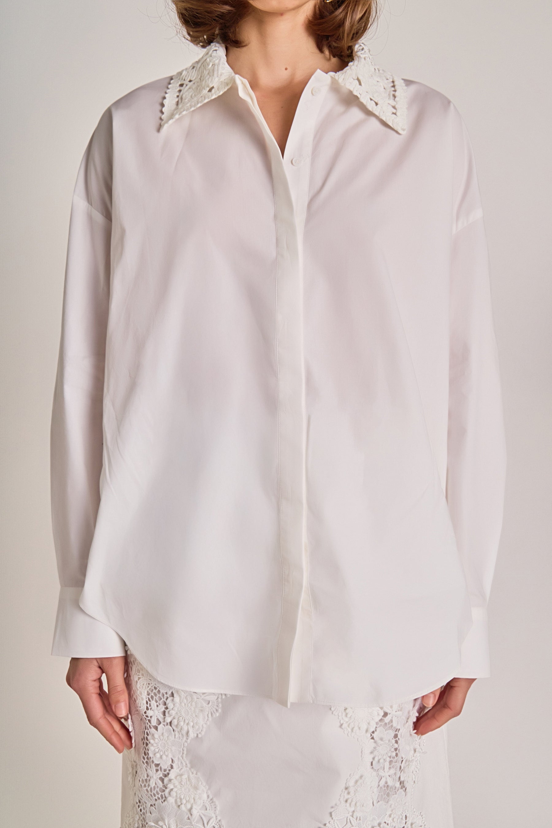 Crochet Collar Detailed Shirt