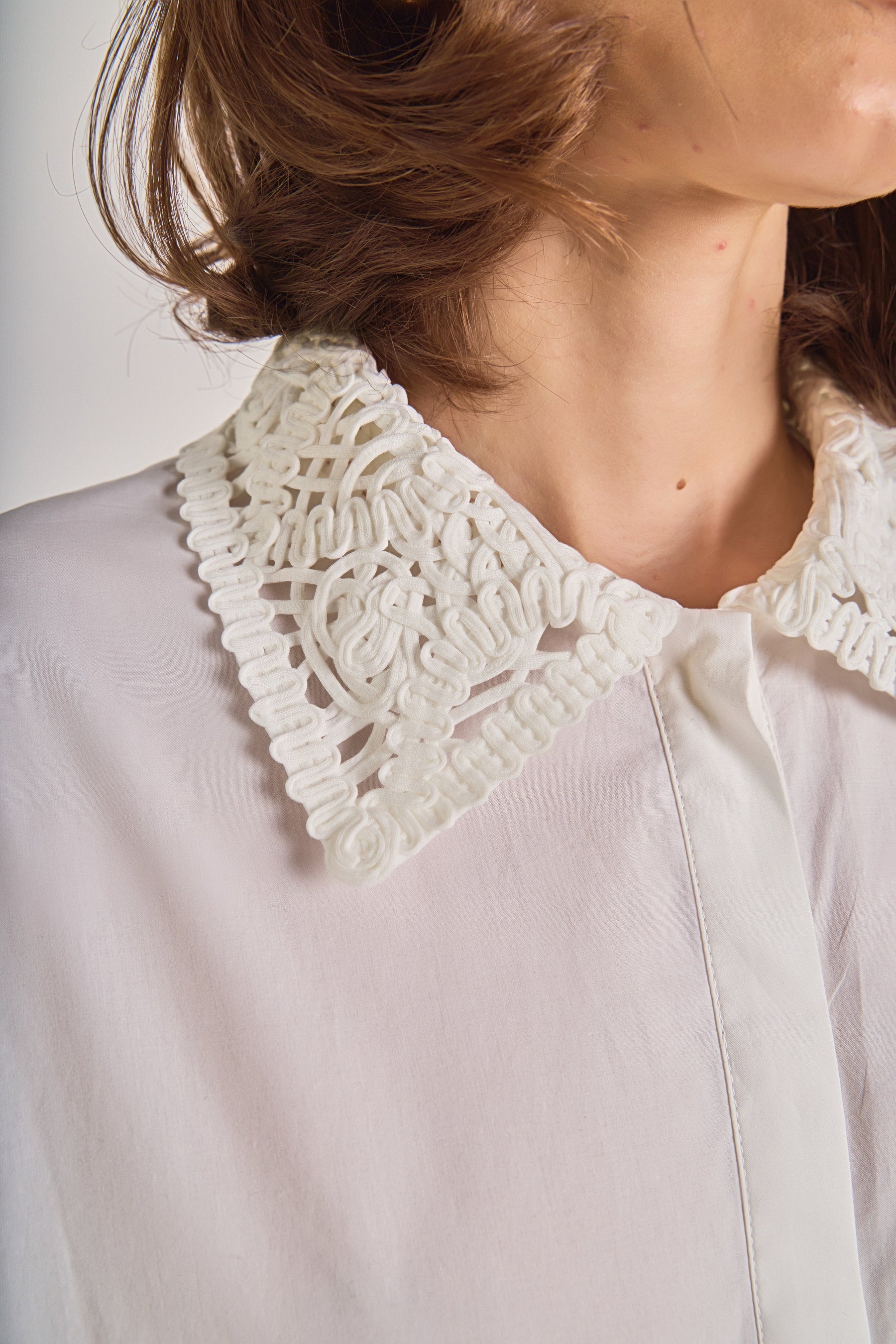 Crochet Collar Detailed Shirt