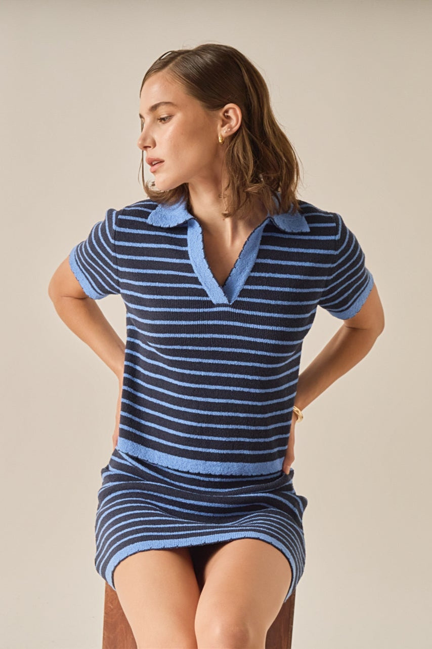 The Stripe Scallop Mini Skirt