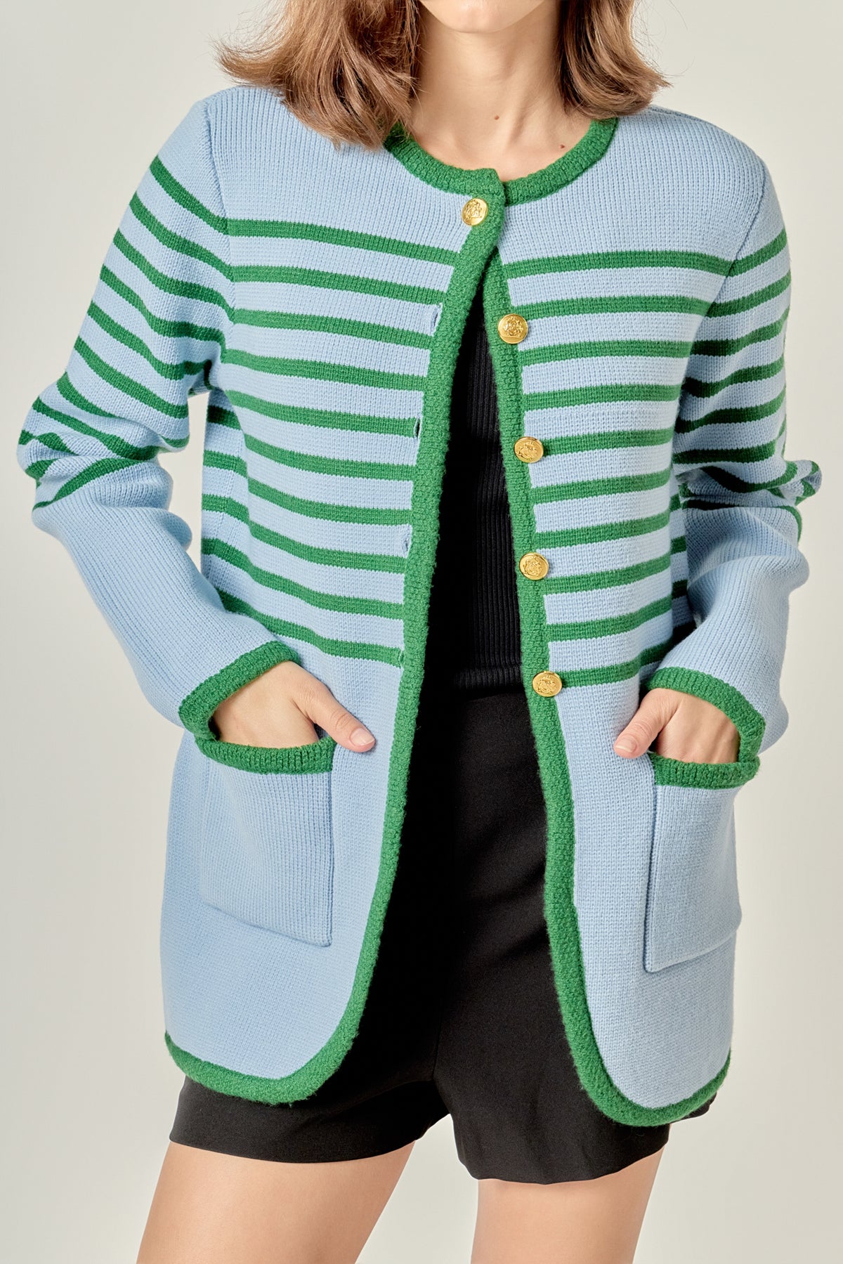 Knit Striped Sweater Cardigan