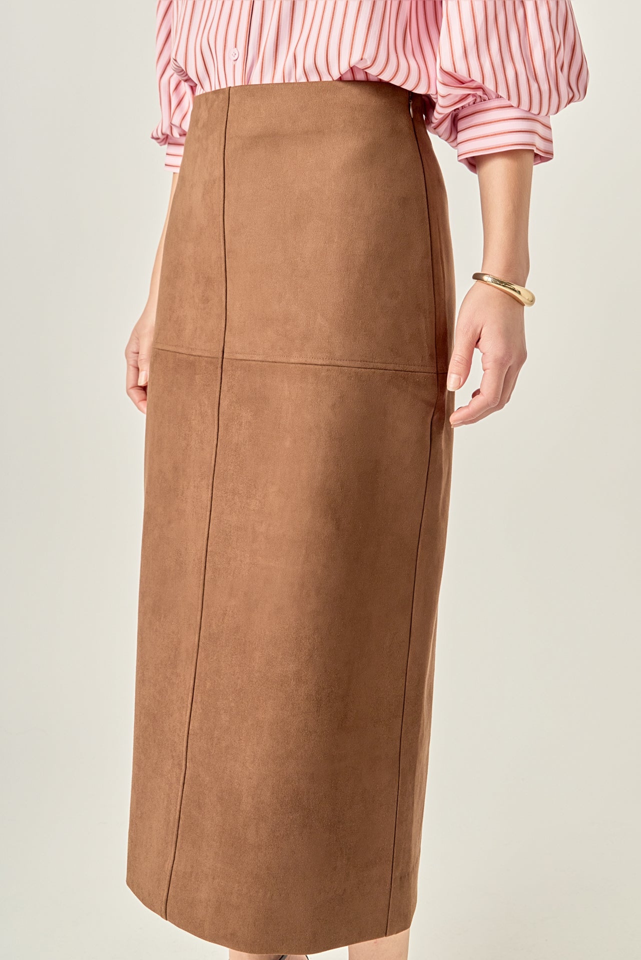 Faux Suede Midi Skirt