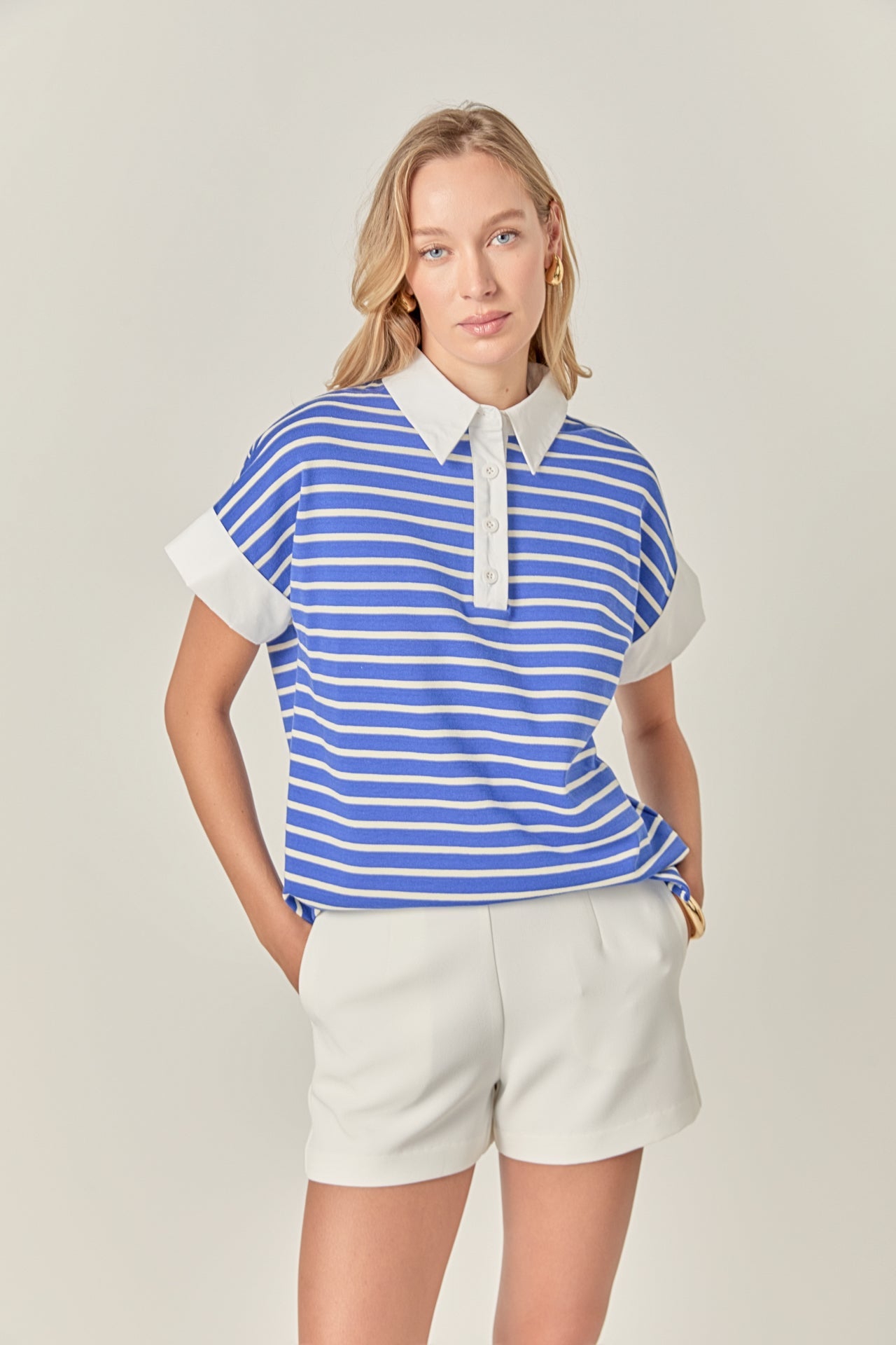 Classic Striped Polo Sweatshirt