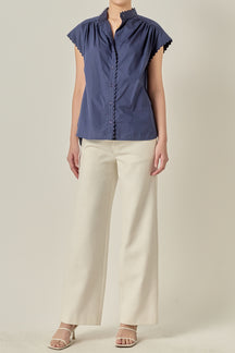 Scallop Trim Ric Rac Short Sleeve Shirt