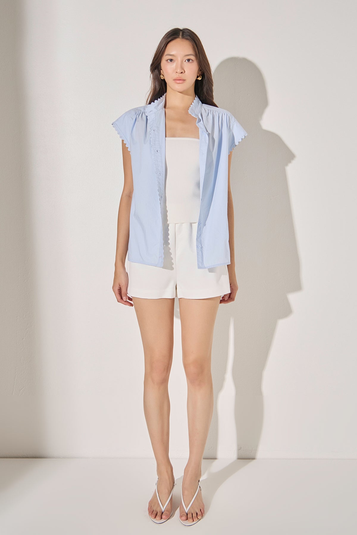 Scallop Trim Ric Rac Short Sleeve Shirt
