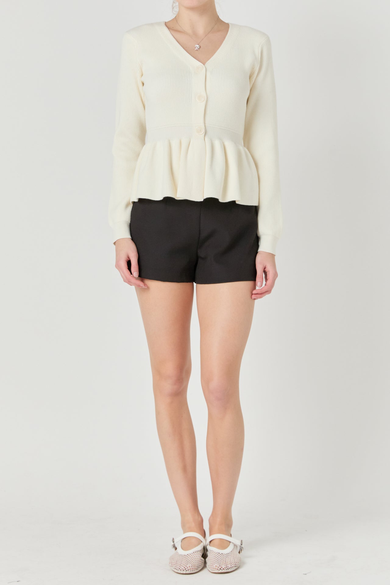 Peplum Knit Long Sleeve Vest