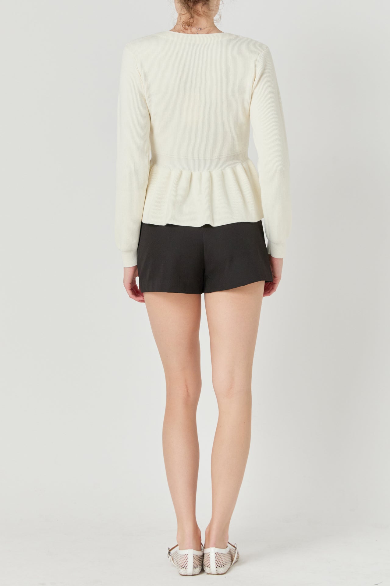 Peplum Knit Long Sleeve Vest