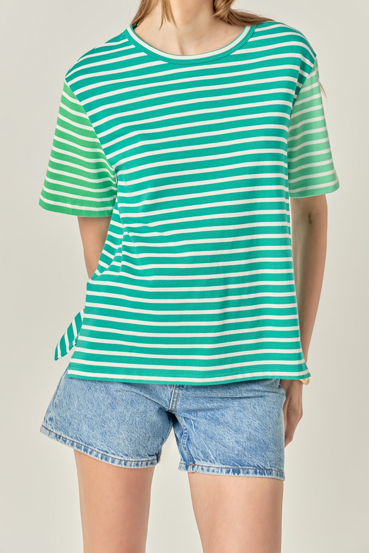 Stripe Color Block Short Sleeve Shirt