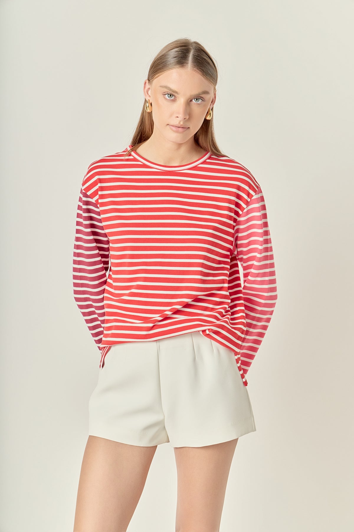 Stripe Colorblock Long Sleeve Tee