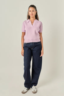 Polo Knit Short Sleeve Top