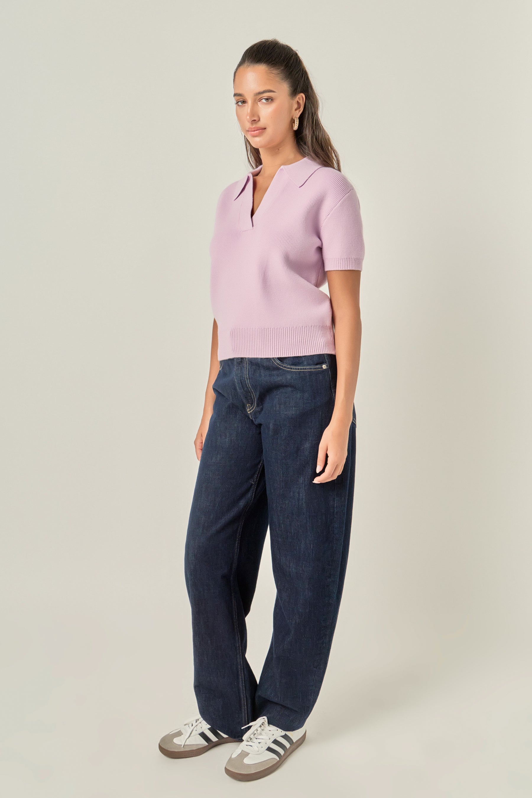 Polo Knit Short Sleeve Top