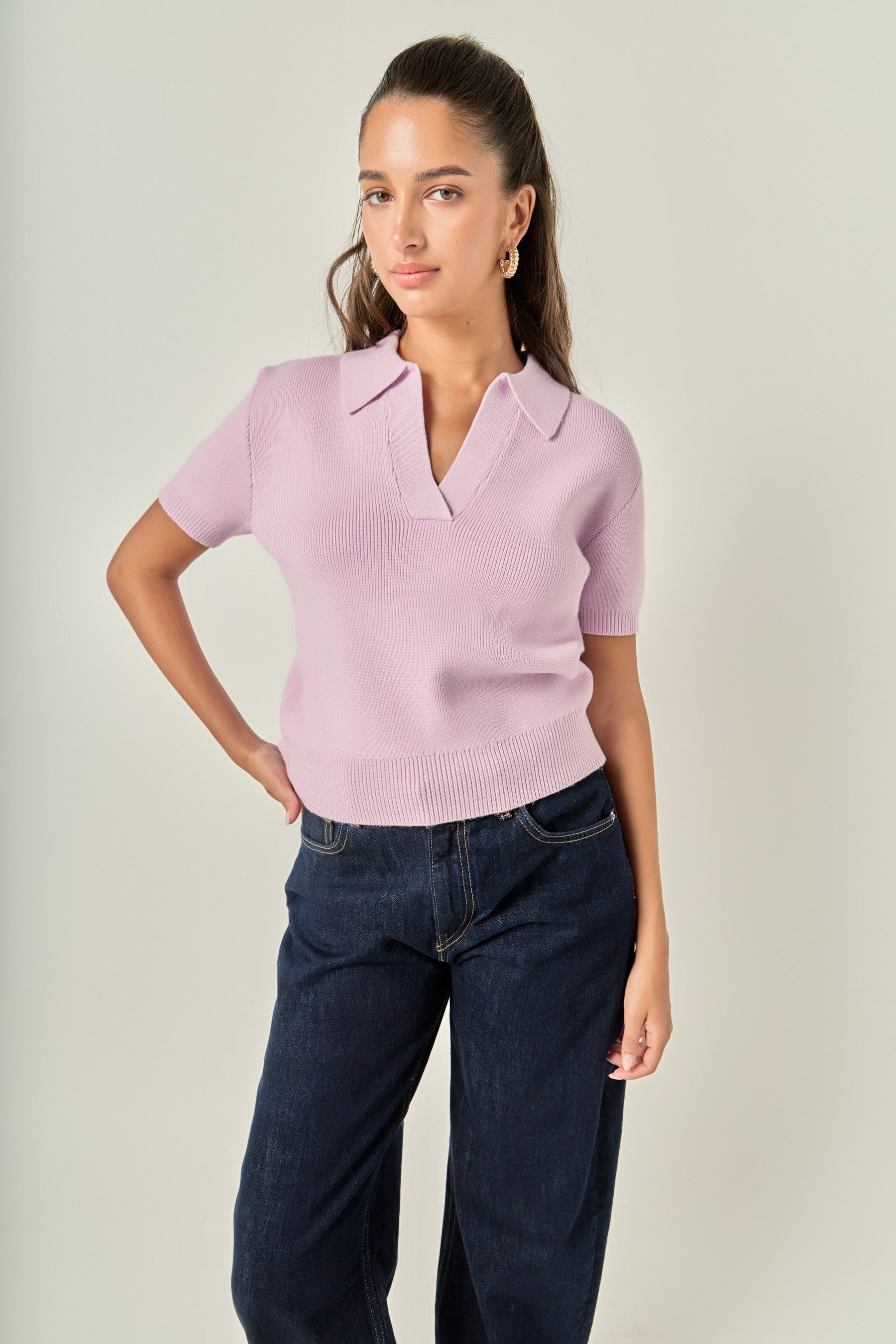 Polo Knit Short Sleeve Top