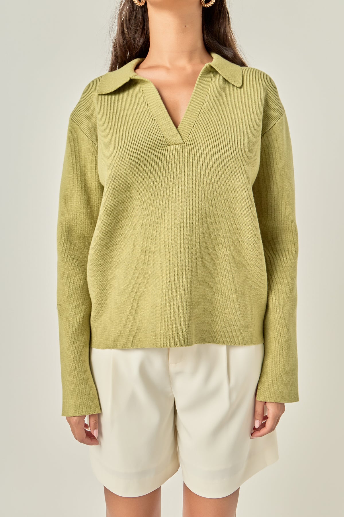 Oversized Collar Knit Top