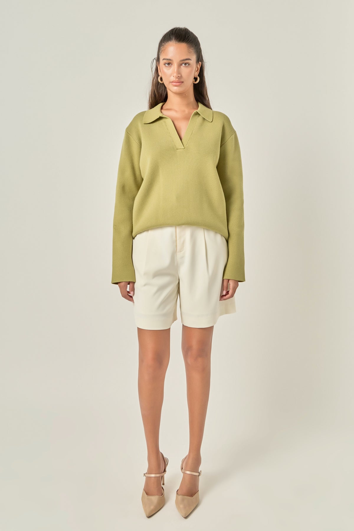 Oversized Collar Knit Top