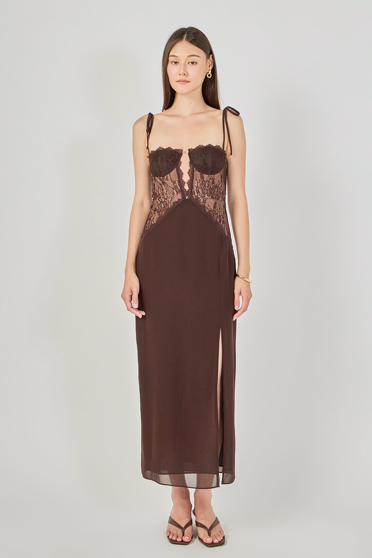Lace See Through Midi Dress