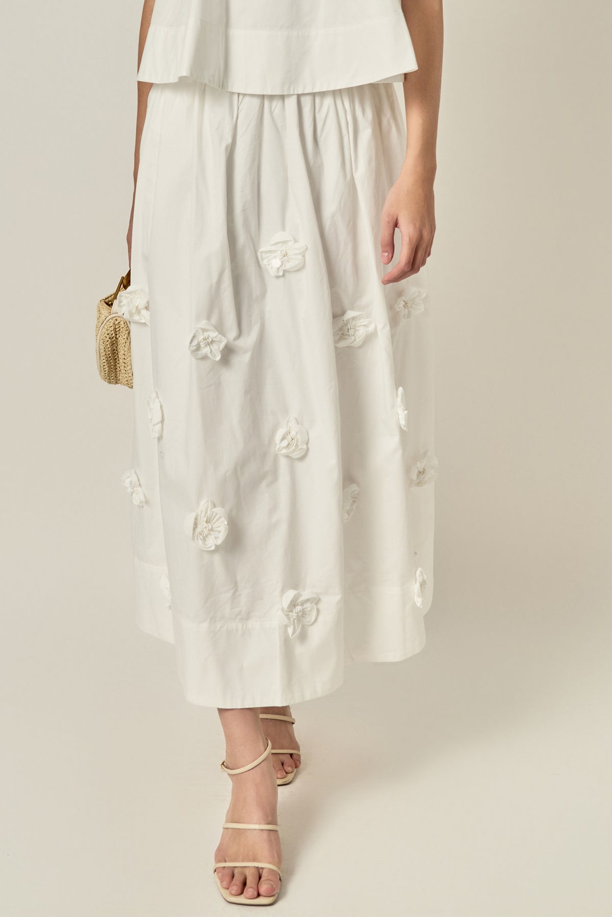 3D Flower Midi Skirt