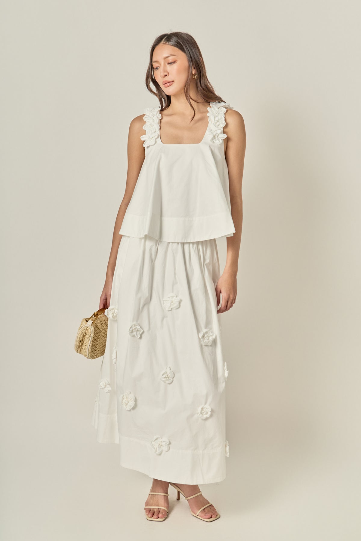 3D Flower Midi Skirt