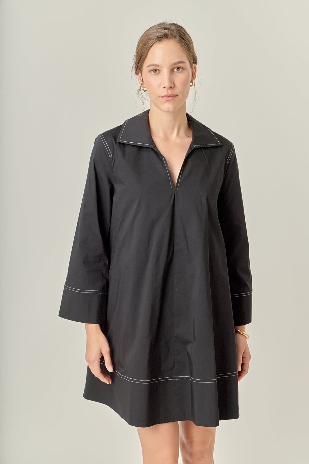 Contrast Stitch Detailed Mini Dress
