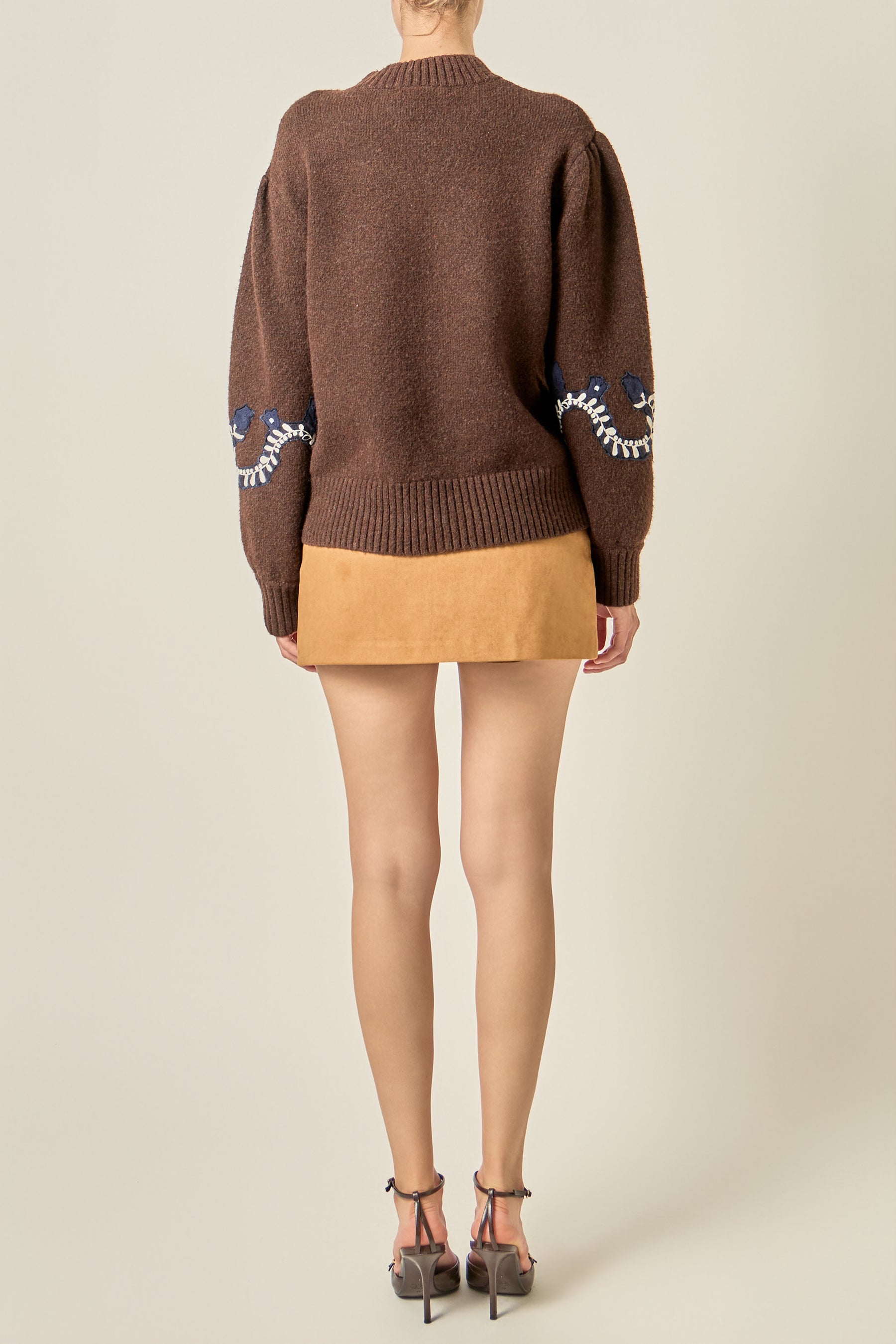 Floral Embroidered Knit Sweater