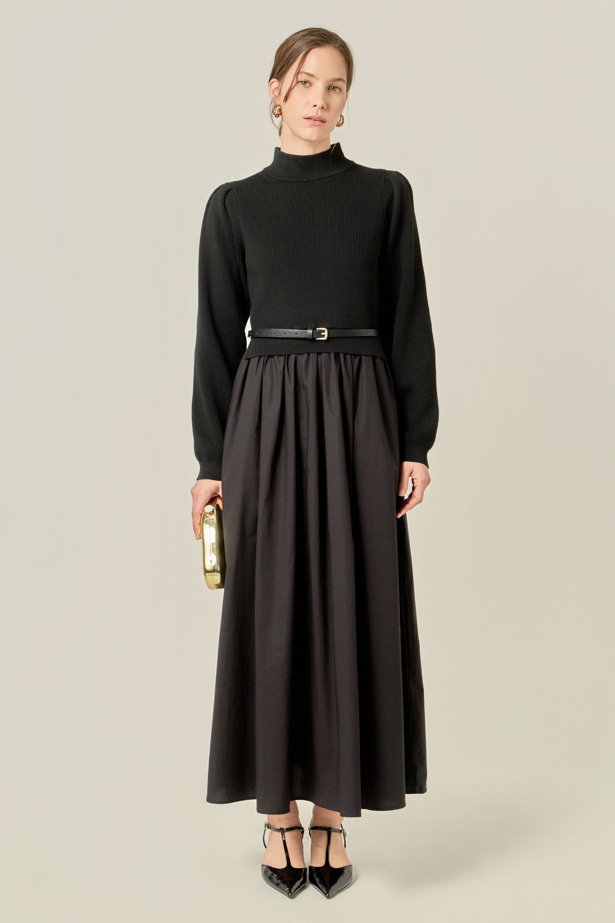 Peplum Waist Knit Midi Dress