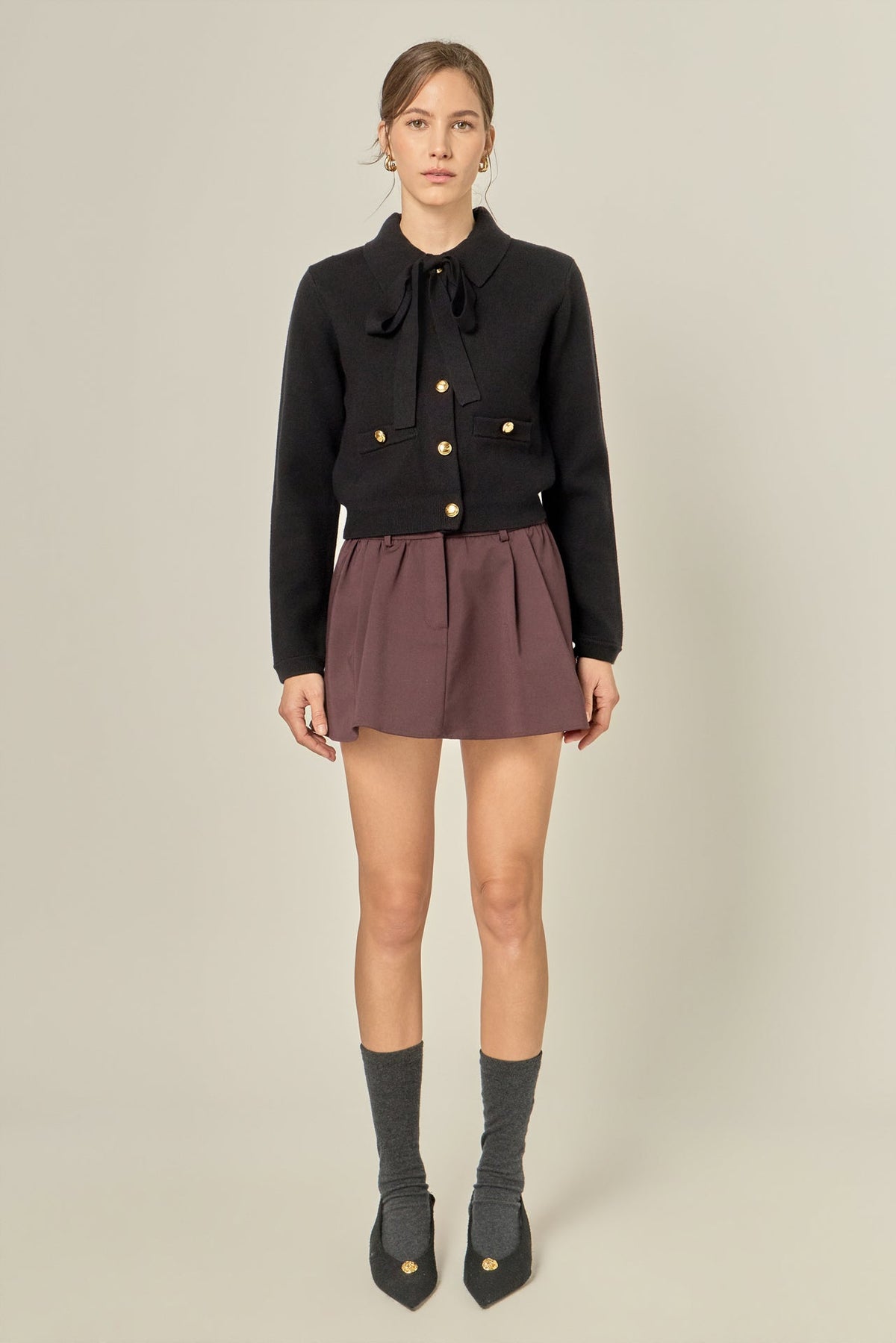 Detachable Bow Cardigan