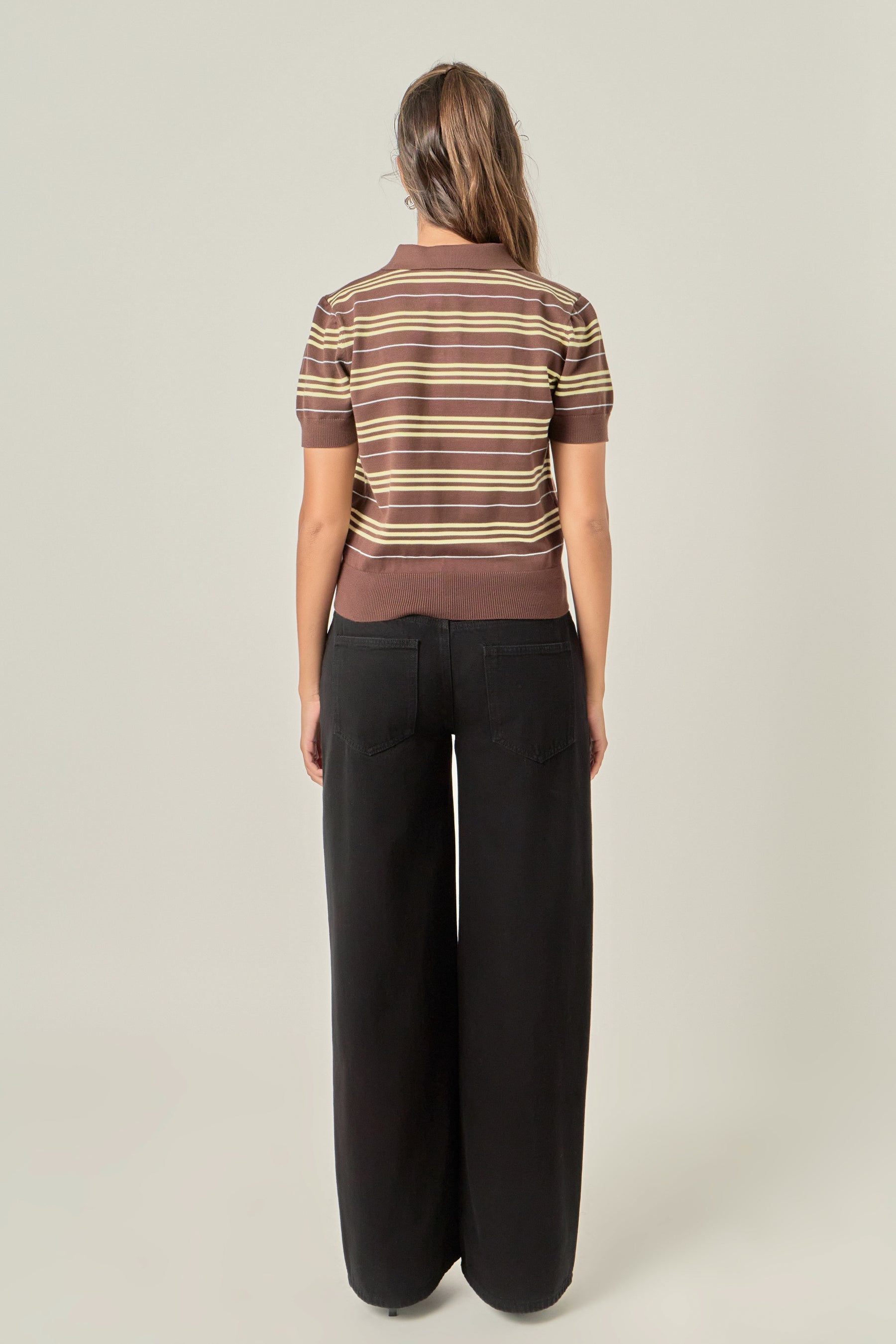 Striped Polo Knit Top