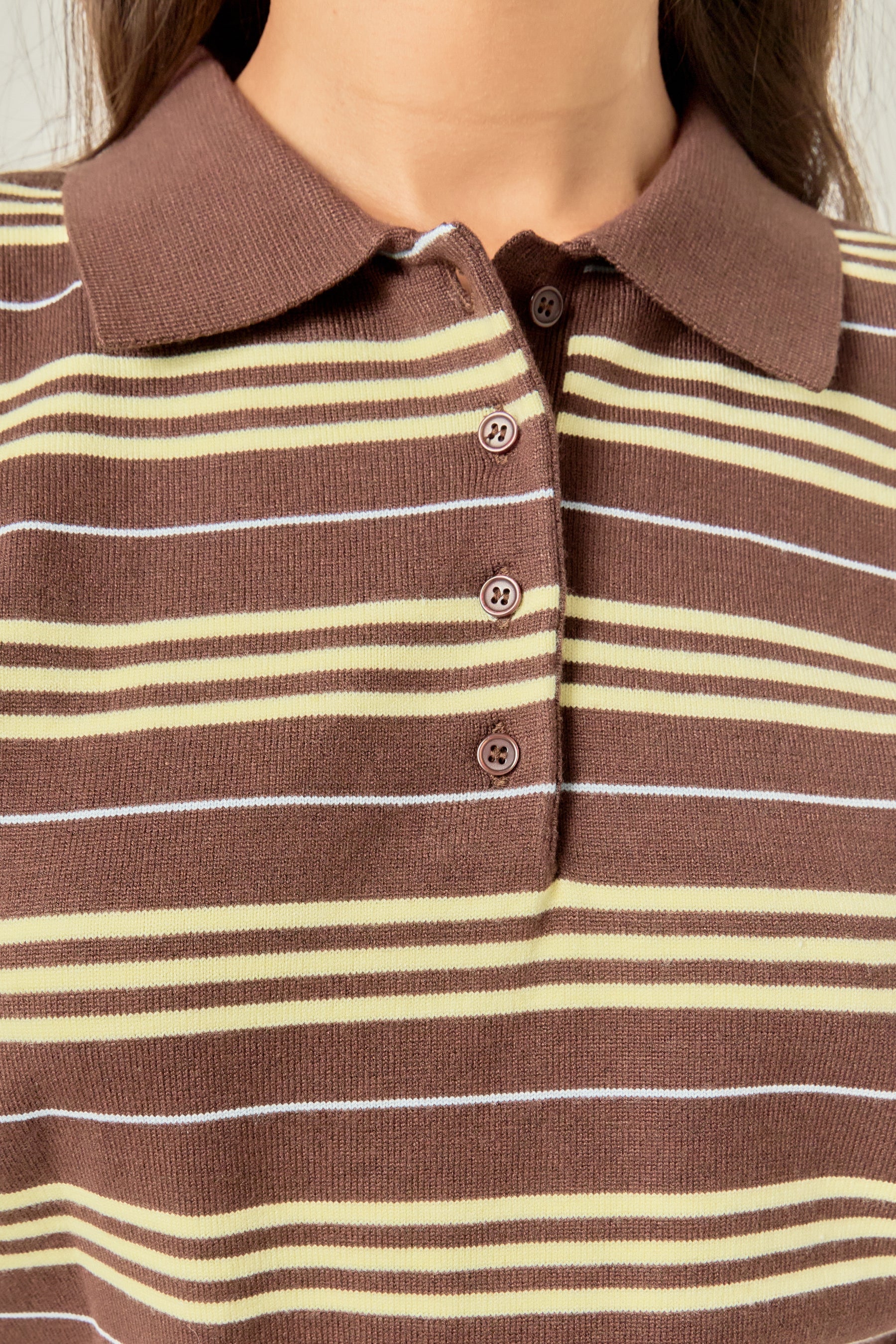 Striped Polo Knit Top
