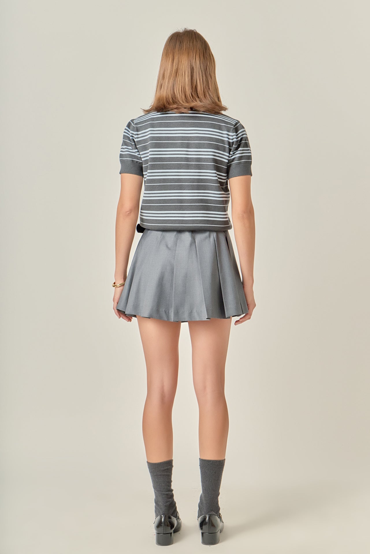 Striped Polo Knit Top