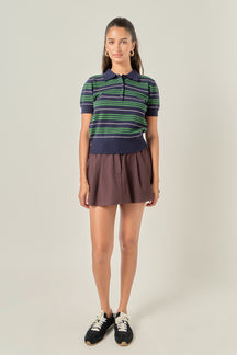 Striped Polo Knit Top