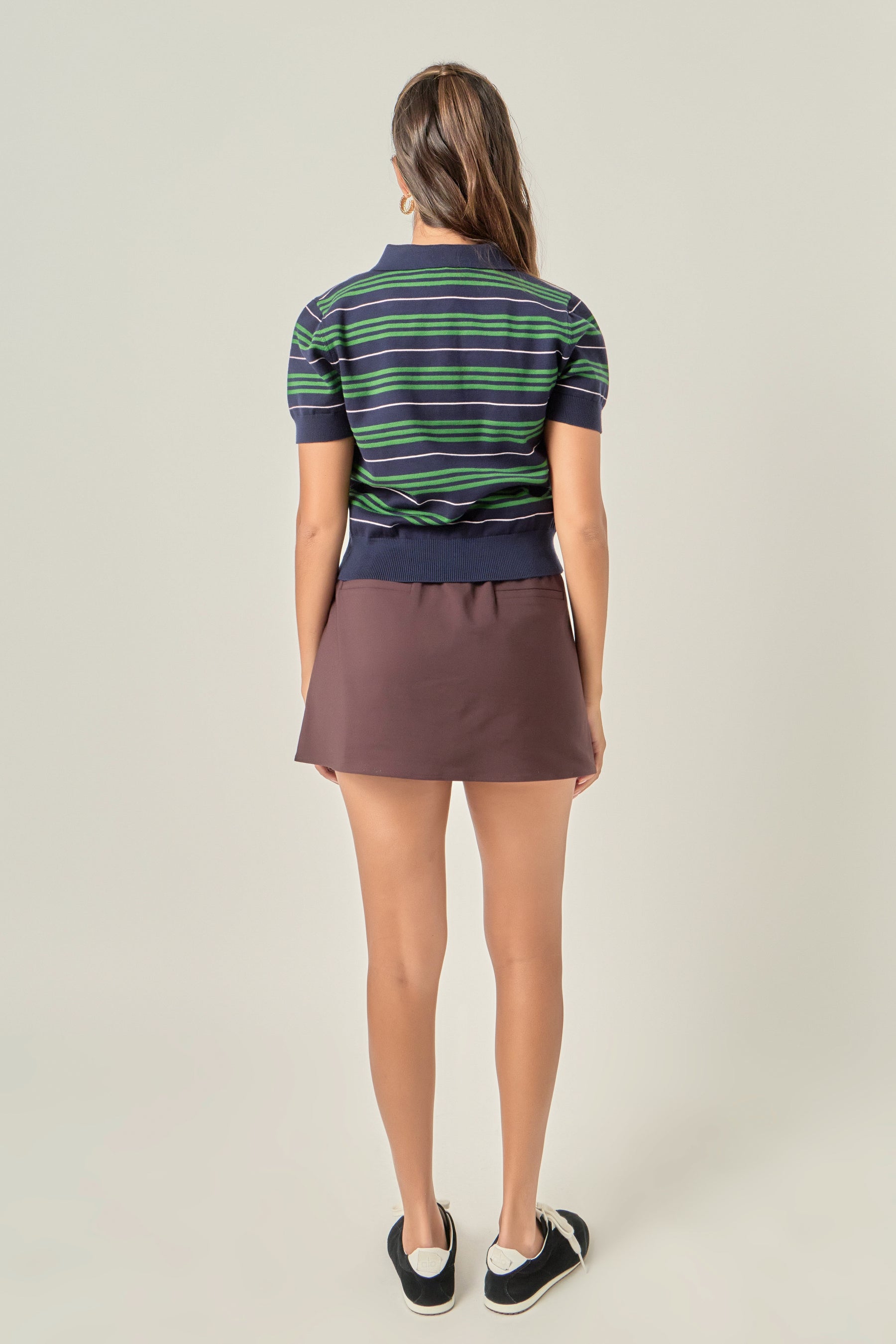 Striped Polo Knit Top