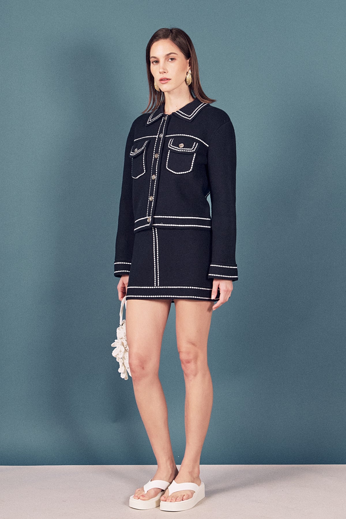 Denim-Look Knit Skirt