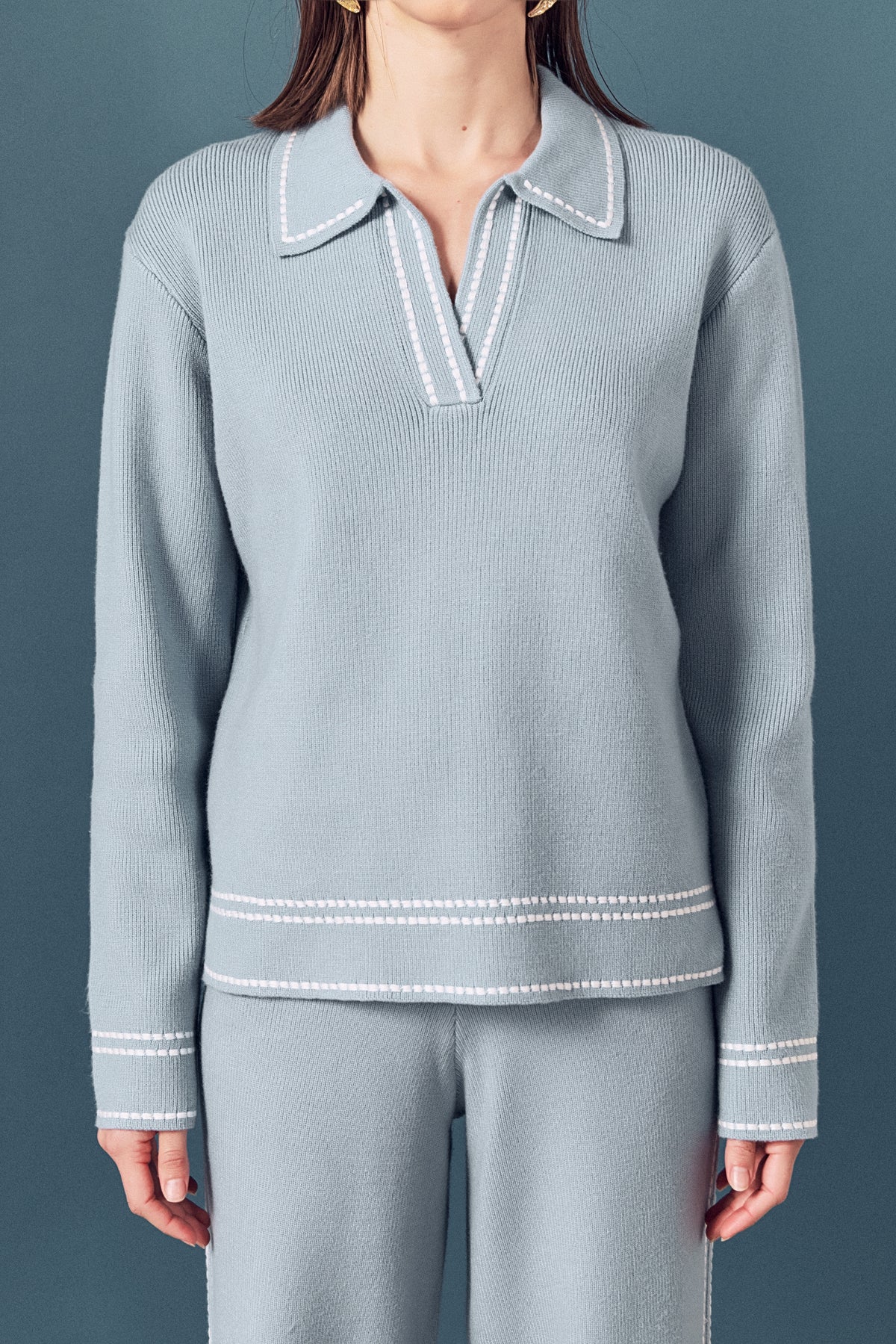 Stitch Detailed Polo Knit