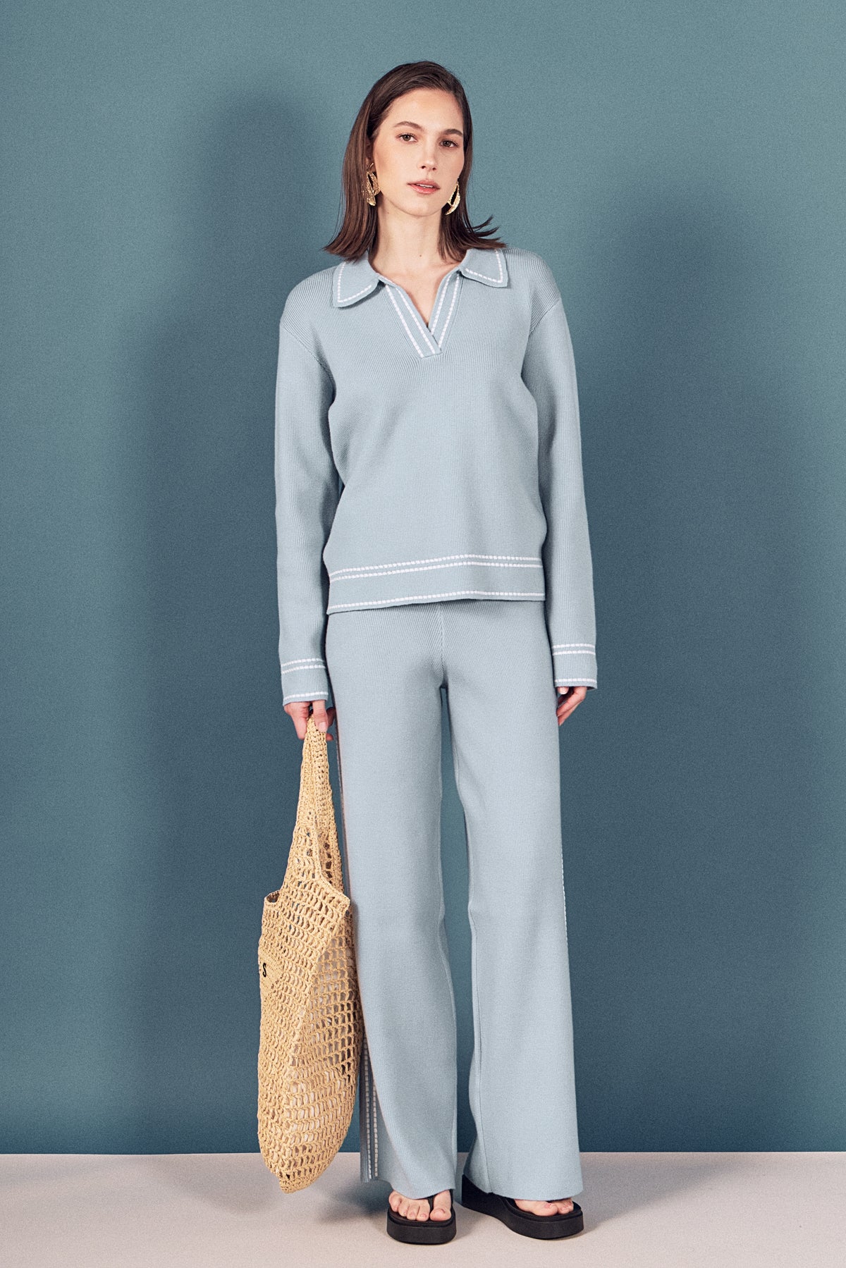 Stitch Detailed Polo Knit