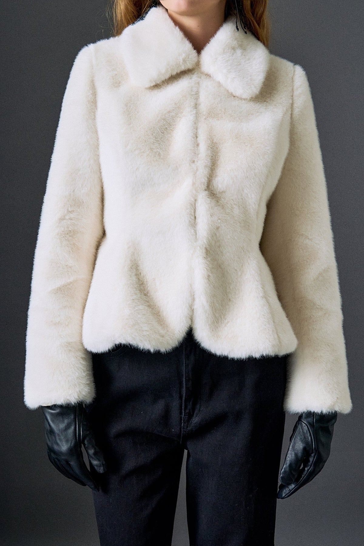 Peplum Faux Fur Coat