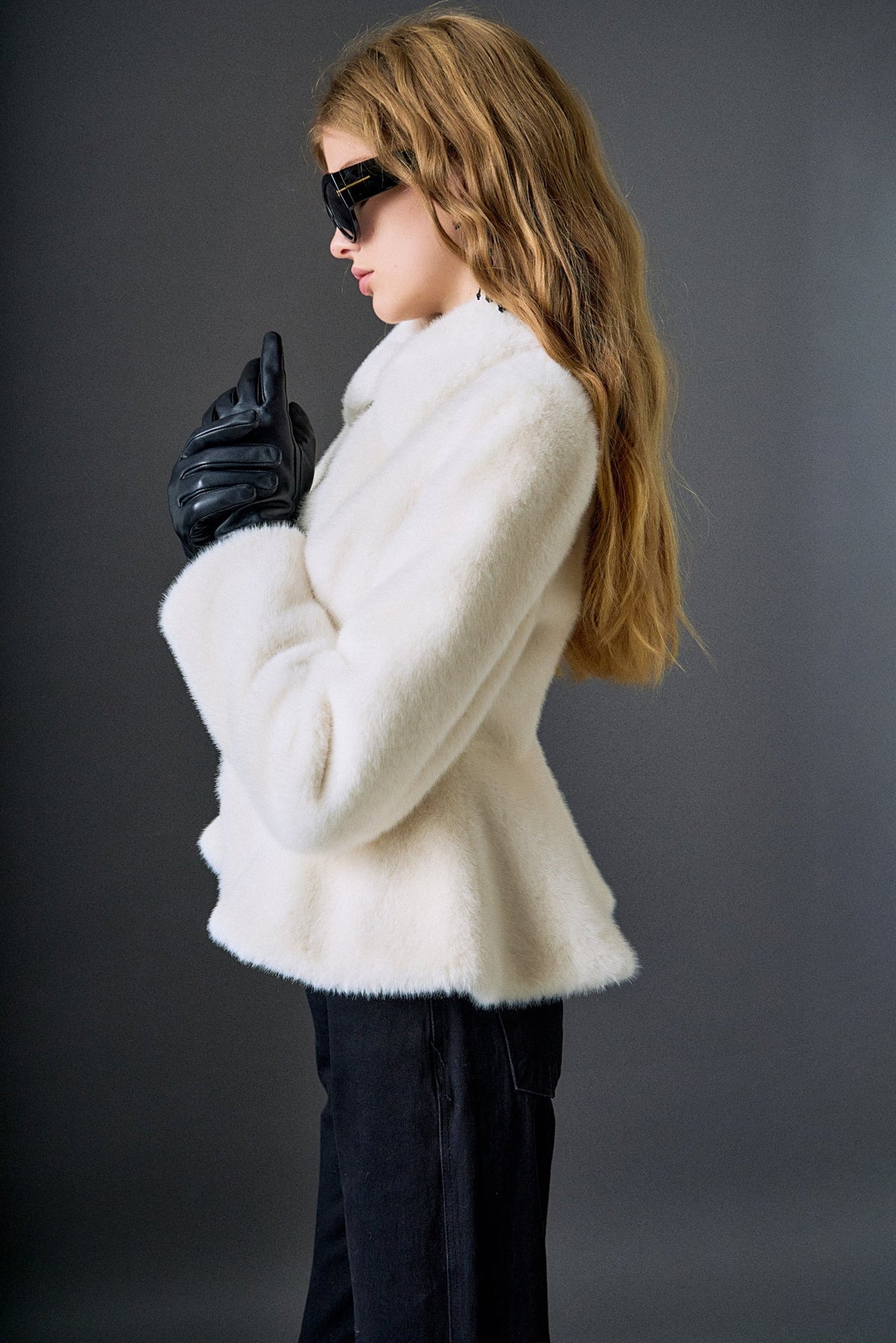 Peplum Faux Fur Coat