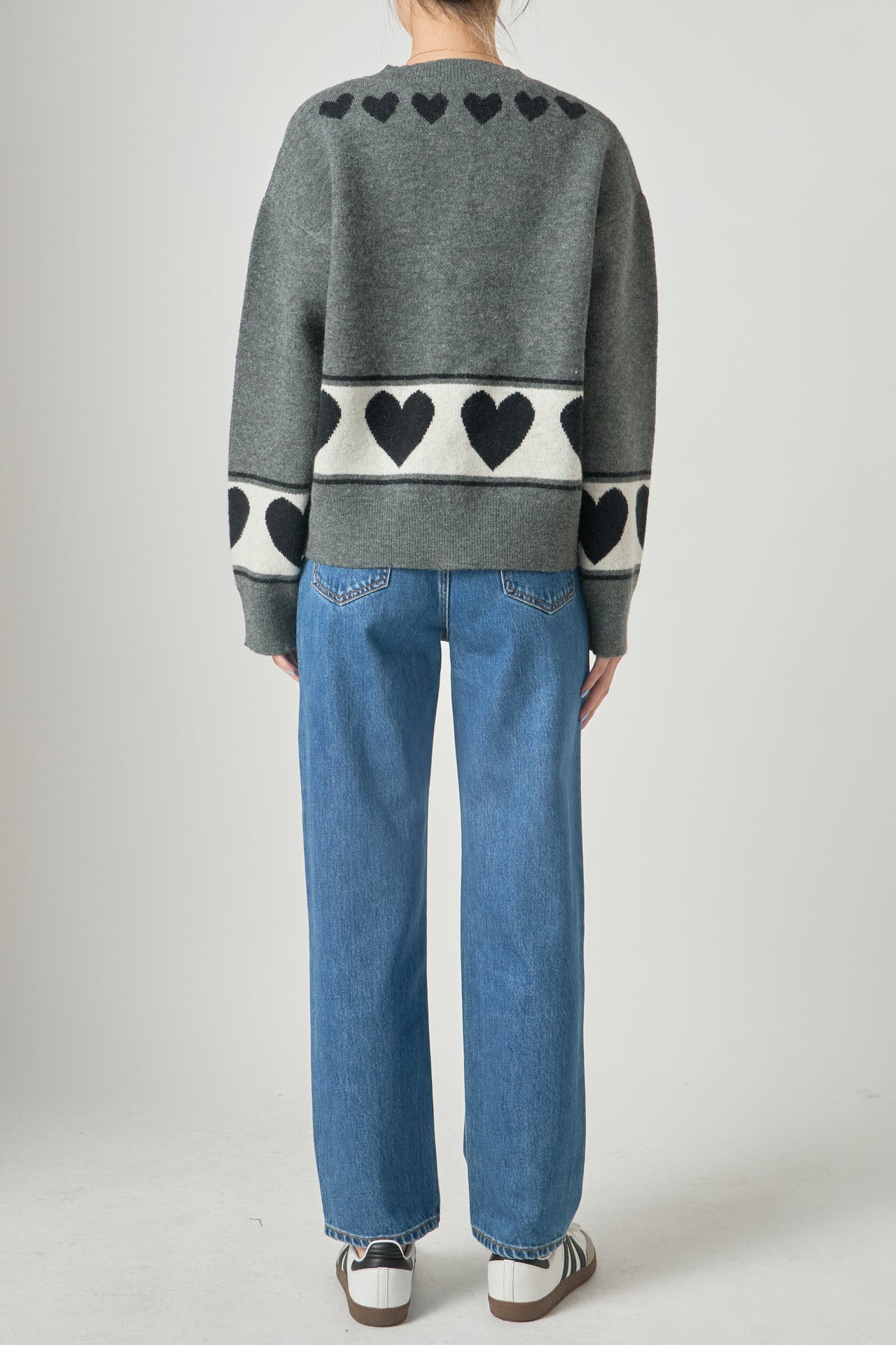 Knit Cardigan With Cherry Heart Pattern