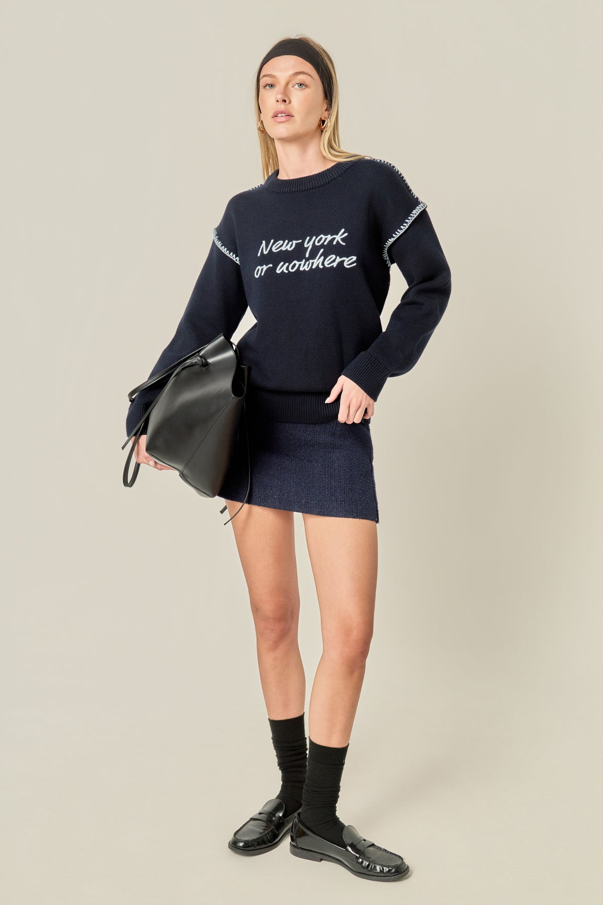 Handwriting Crew Neck Knit