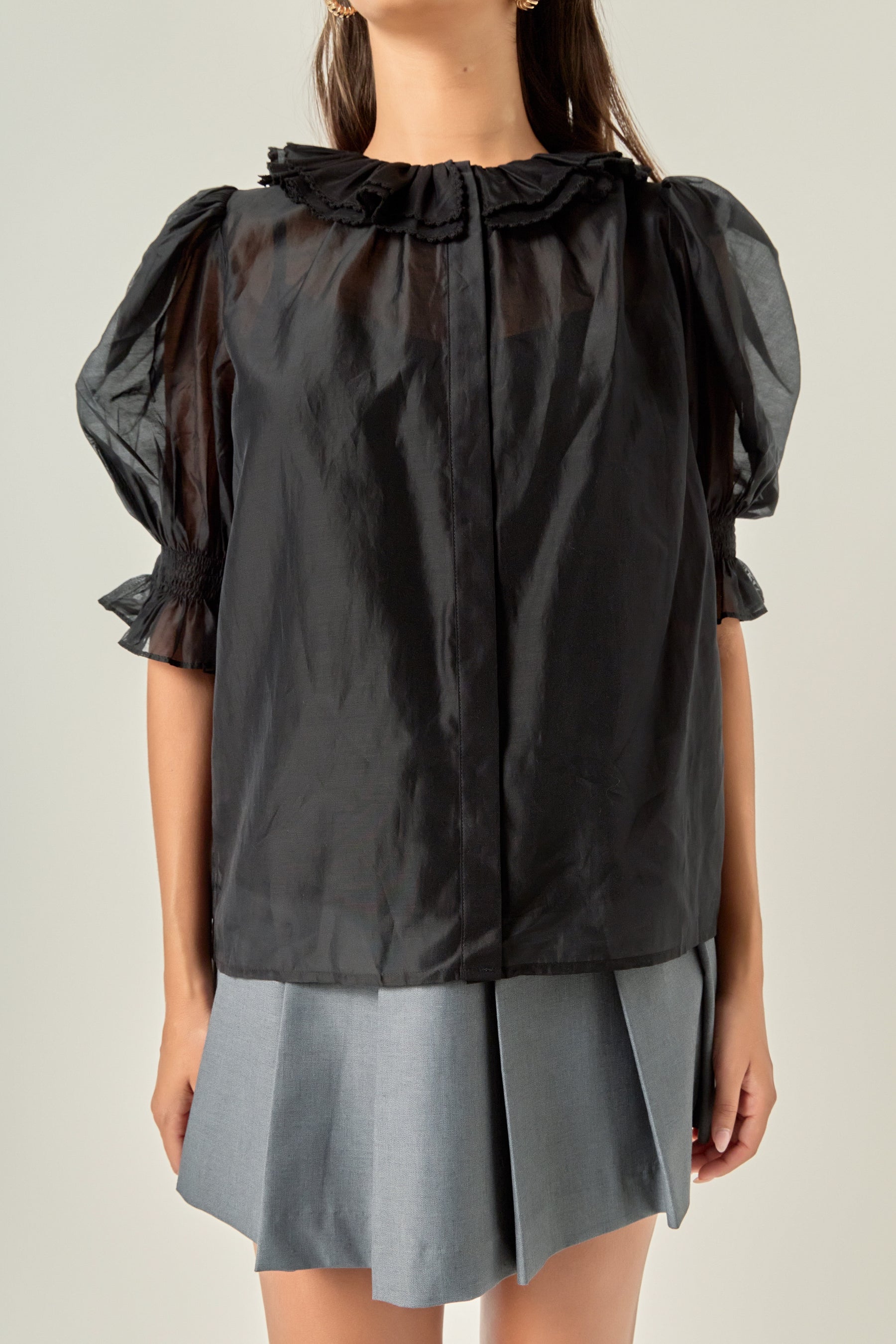 Ruffled Short Sleeves Blouse