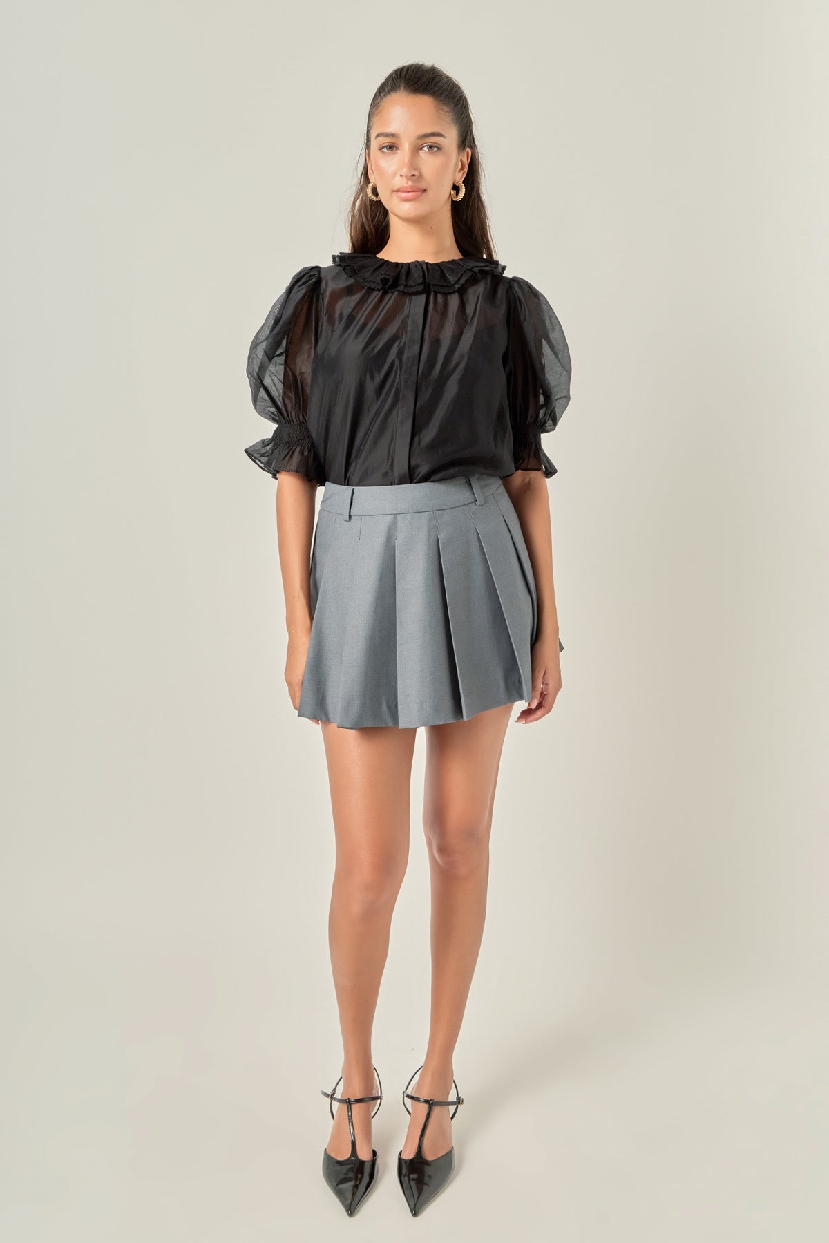 Ruffled Short Sleeves Blouse