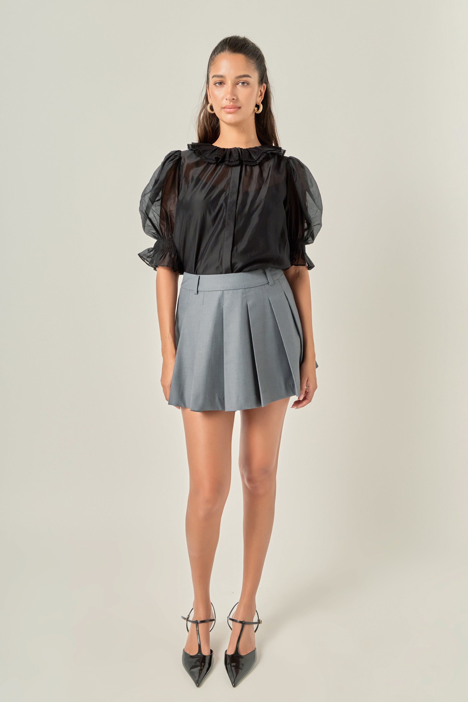 Ruffled Short Sleeves Blouse