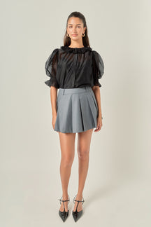 Ruffled Short Sleeves Blouse