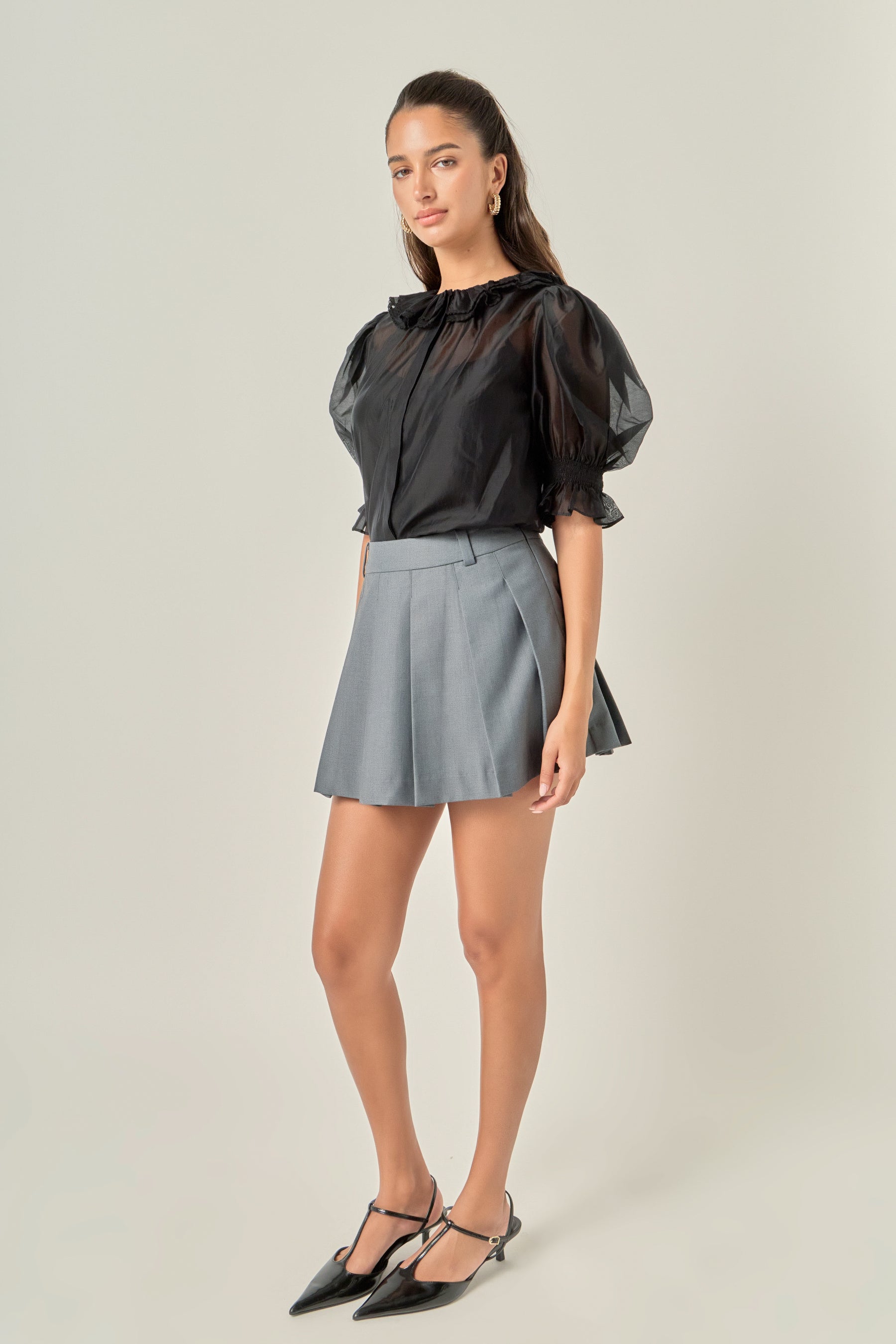 Ruffled Short Sleeves Blouse