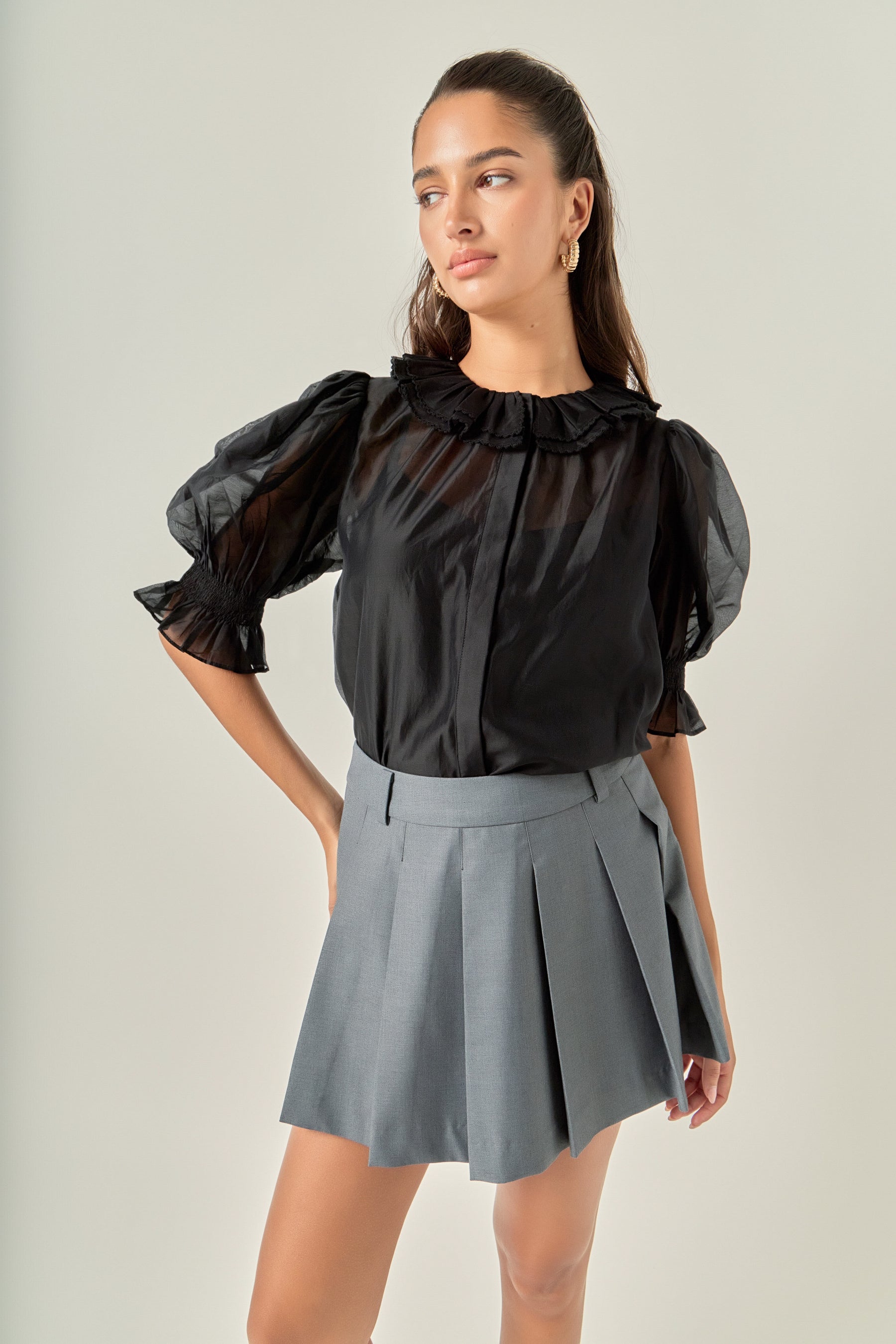 Ruffled Short Sleeves Blouse
