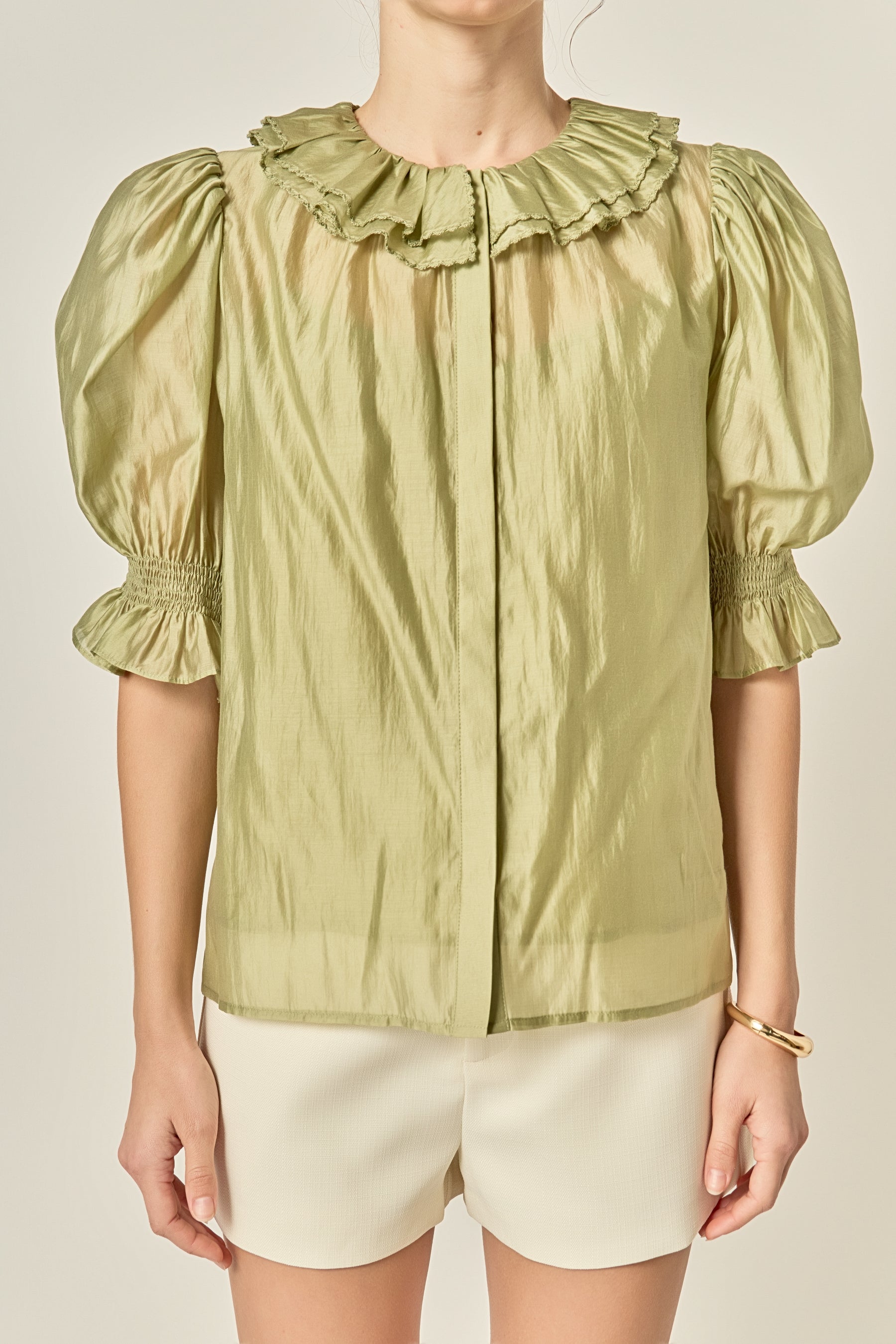 Ruffled Short Sleeves Blouse