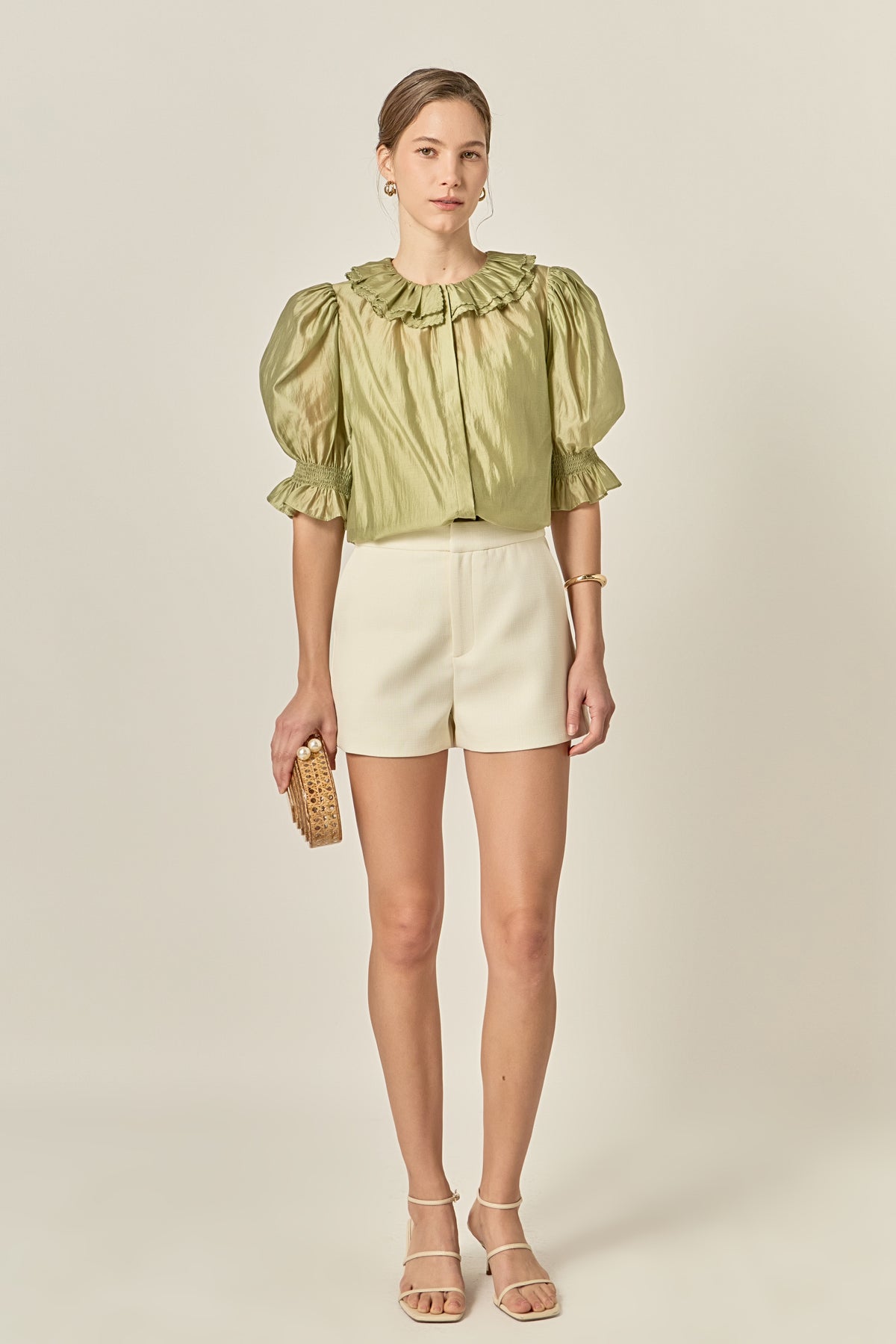 Ruffled Short Sleeves Blouse