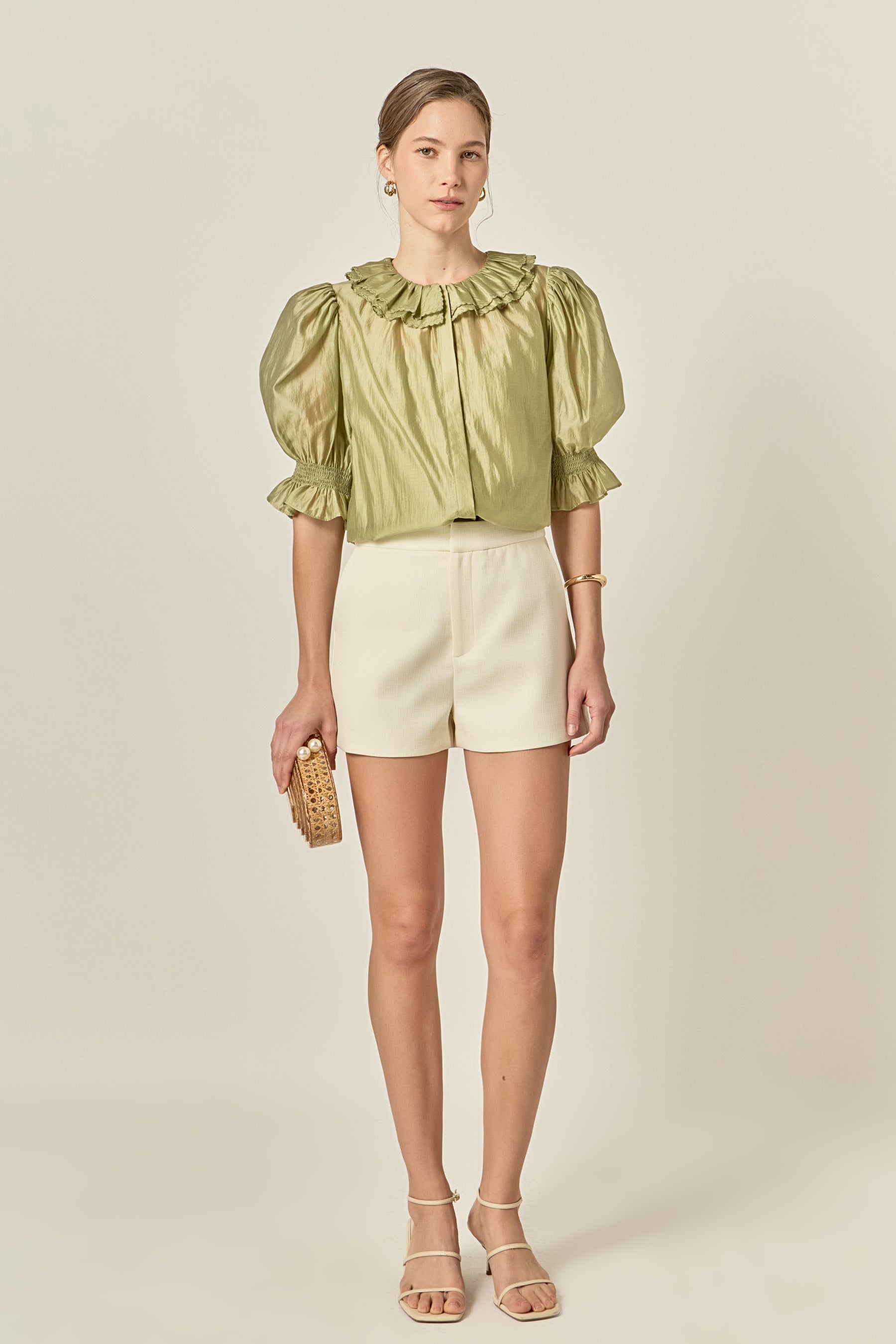 Ruffled Short Sleeves Blouse