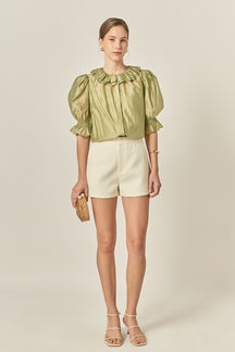 Ruffled Short Sleeves Blouse