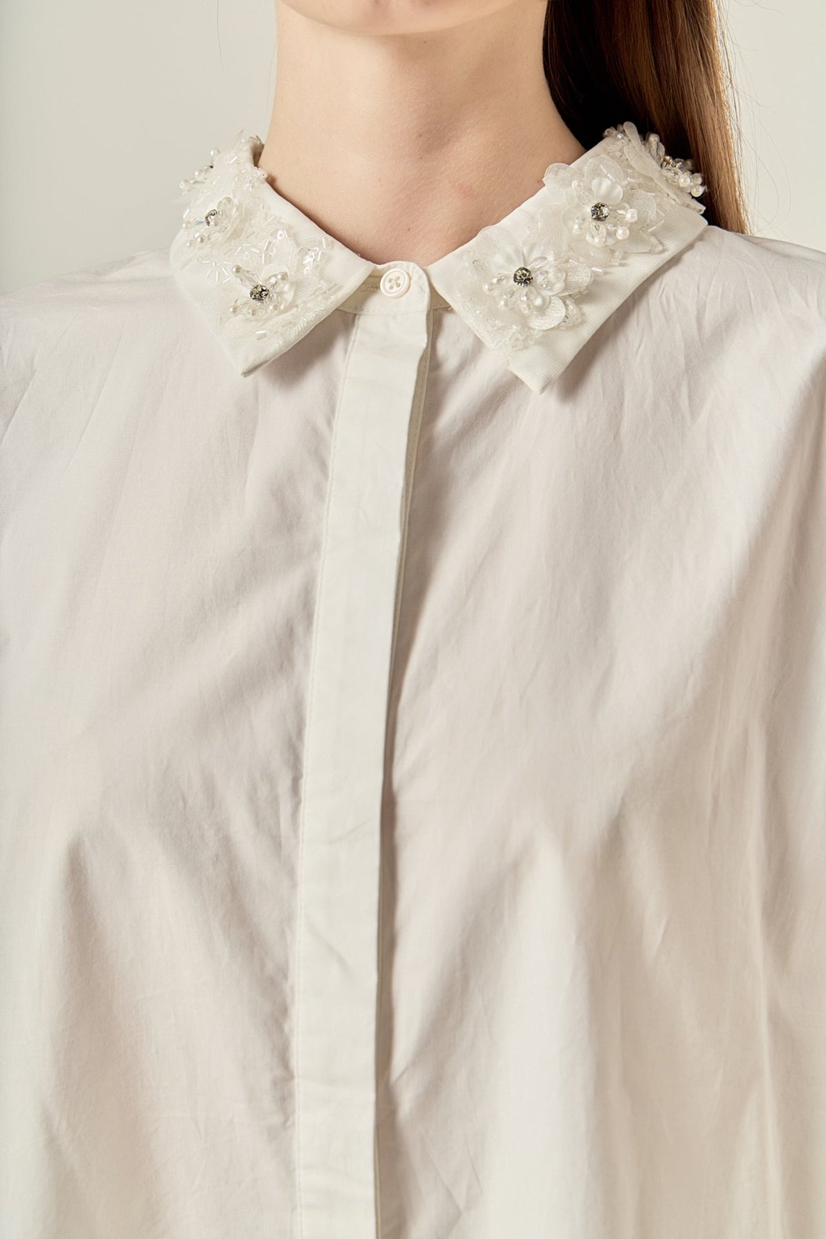 Amelie Rhinestone Trim Shirt