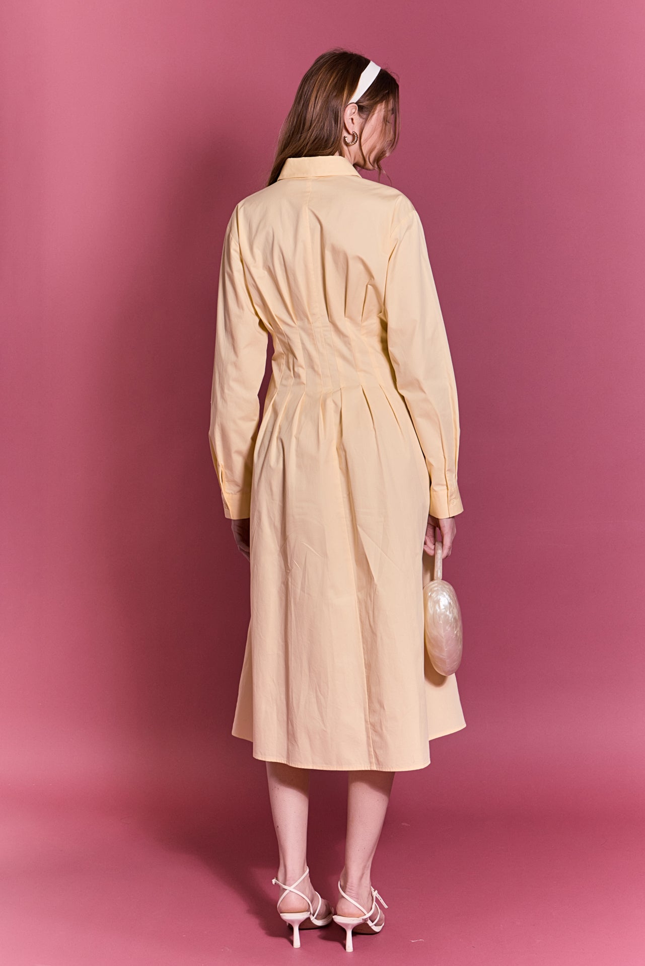 Appliqued Striped Shirt Dress